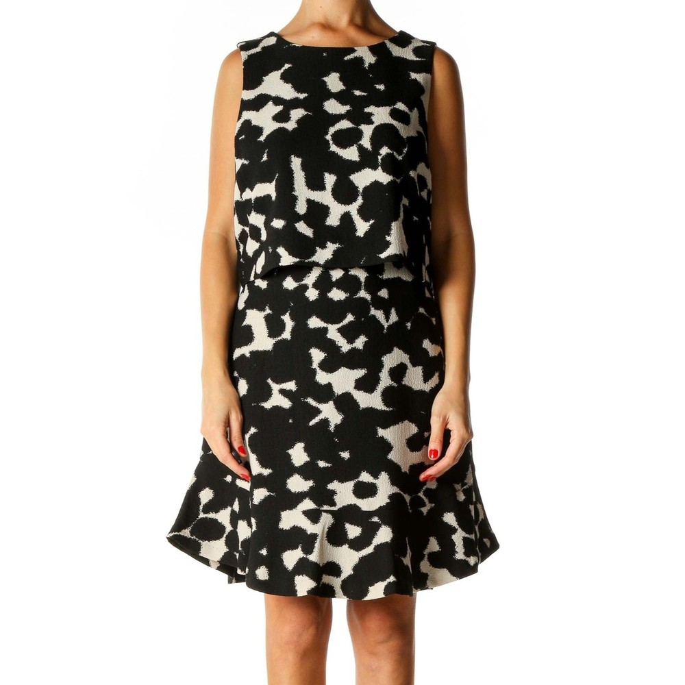 Banana Republic Black Printed Fit & Flare Dress 4